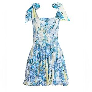 All Things Mochi NWT Blue Darna Patchwork Floral Mini Dress